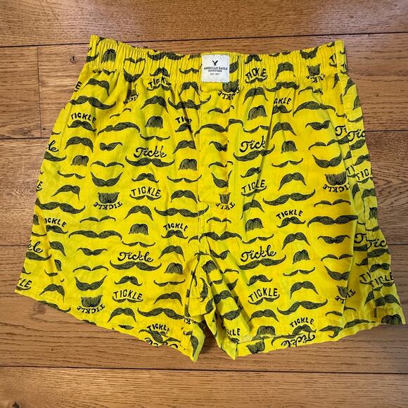 Novelty Print Mens Boxers SZ S American Eagle Funny Mustache Swim Lot of 2 Fun - Picture 5 of 9
